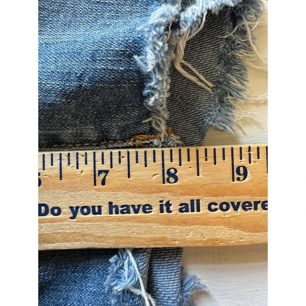 RISEN Women 3XL High Waist Distressed Denim Cut Off Long Jean Shorts NWT